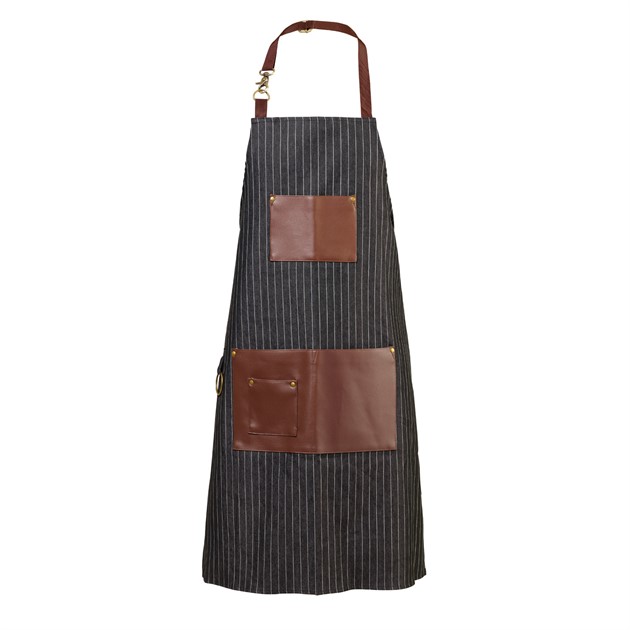 Pinstripe apron, black